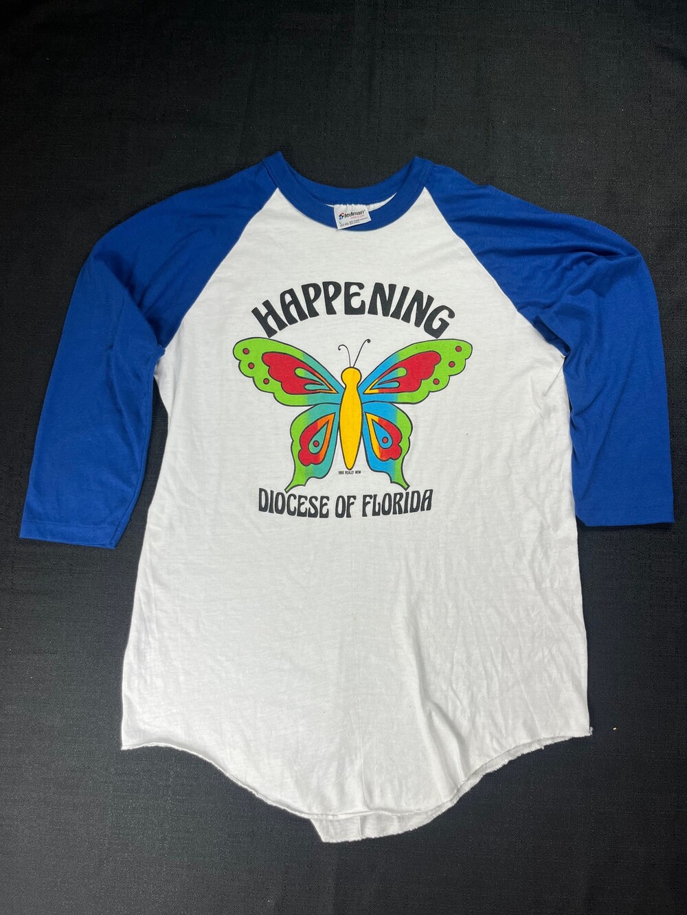 Vintage 80s Stedman Raglan,Single Stitch Butterfly,
